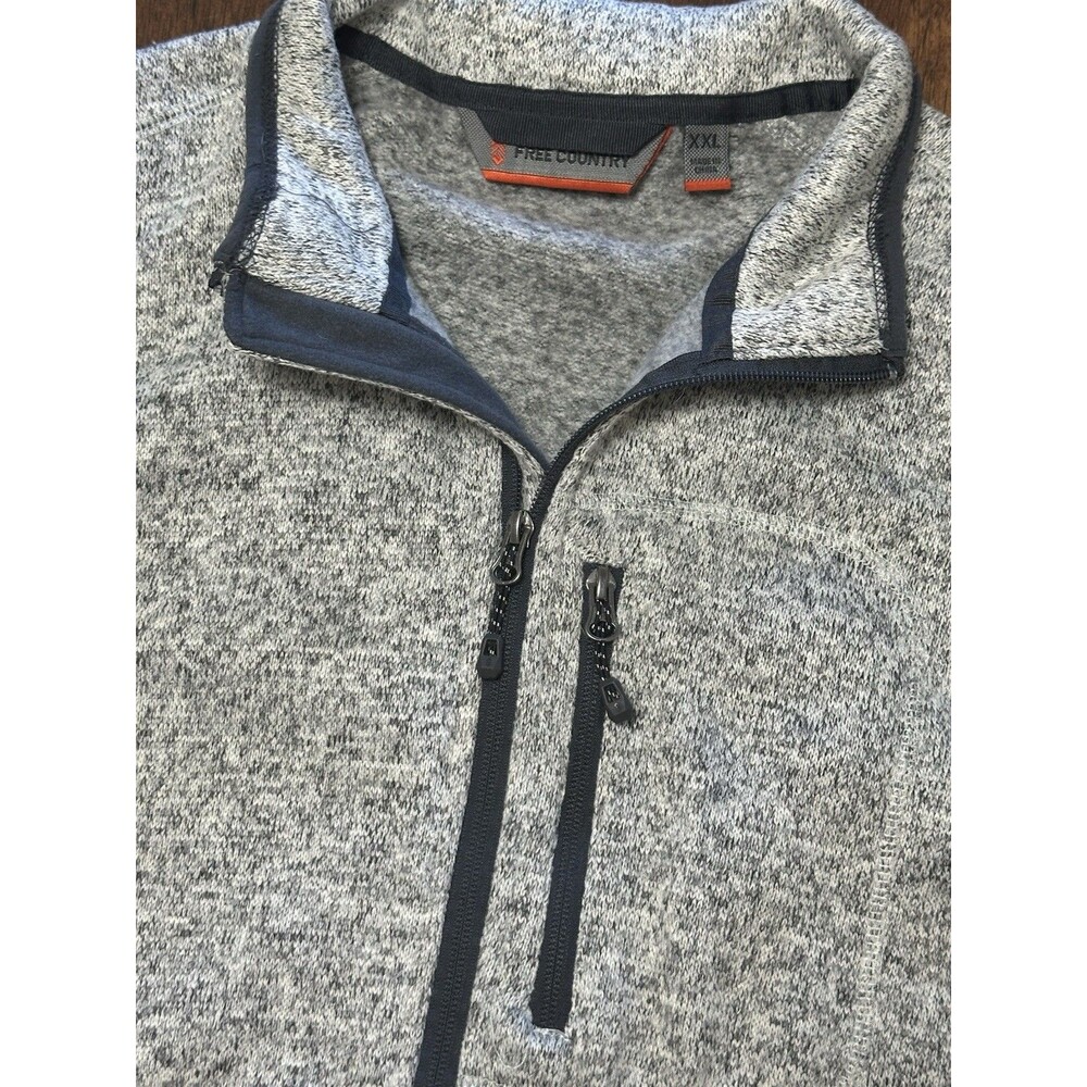 Free country Men’s size XXL Gray Sleeveless Vest jacket Zip up & Fleece lined